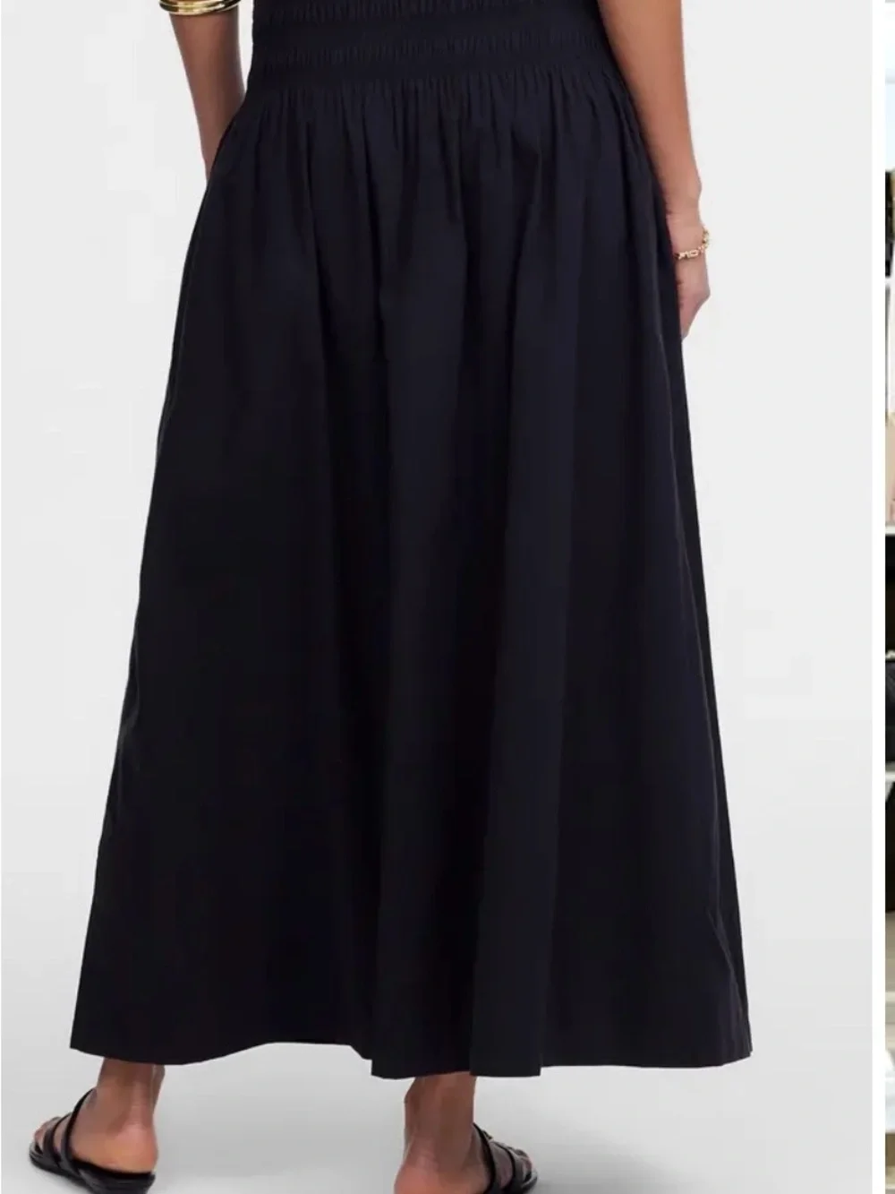 NWT Madewell Black Cotton Maxi Skirt with Smocked Waist - Picture 3 of 4